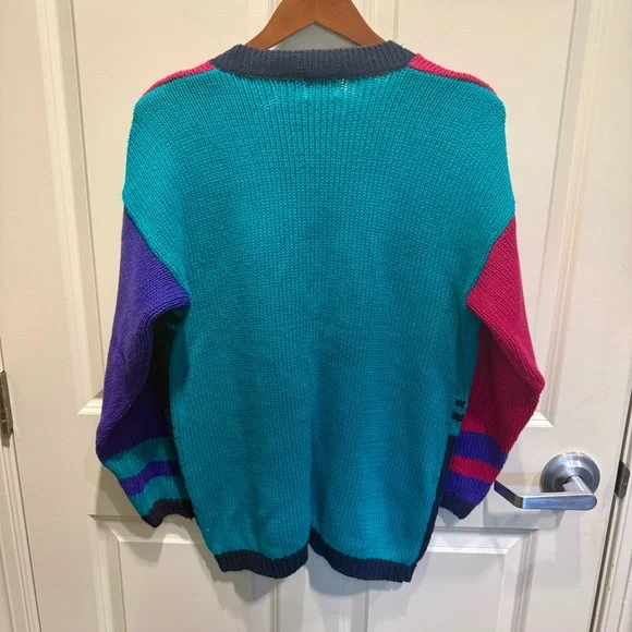 Vtg IVY Floral Abstract Granny Chic Cottagecore Colorful Pullover Sweater Small - Picture 5 of 5